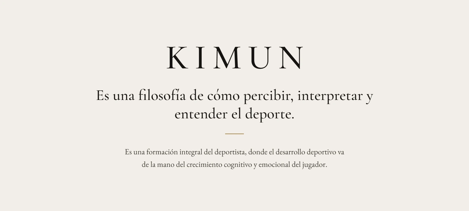 Web editorial de KIMUN, filosofía deportiva de Nicolás Gaper, diseñada y desarrollada por Pichon Labs